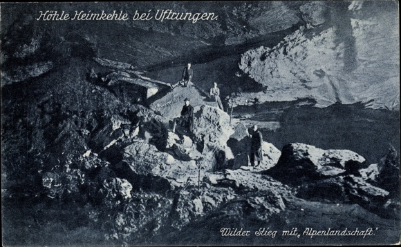 Postcard Uftrungen South Harz, Heimkehle cave, Wilder Stieg with Alpine landscape