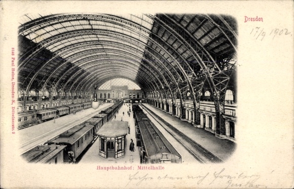 Postcard Dresden Altstadt Seevorstadt, Main Station, Central Hall