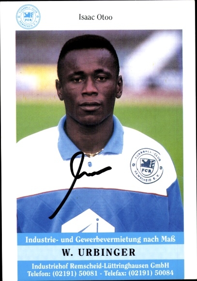 Autograph card footballer Isaac Otoo, FC Remscheid, autograph