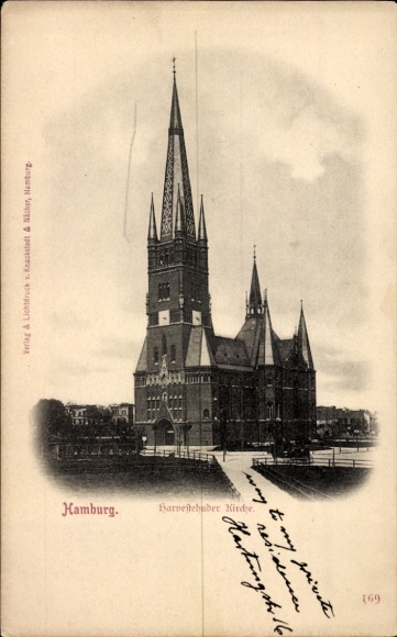 Postcard Hamburg Eimsbüttel Harvestehude, St. Elisabeth Church