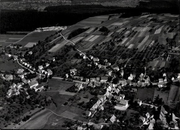 Pforzheim in the Black Forest. Photo shows Pforzheim from above. Fields are clearly visible...