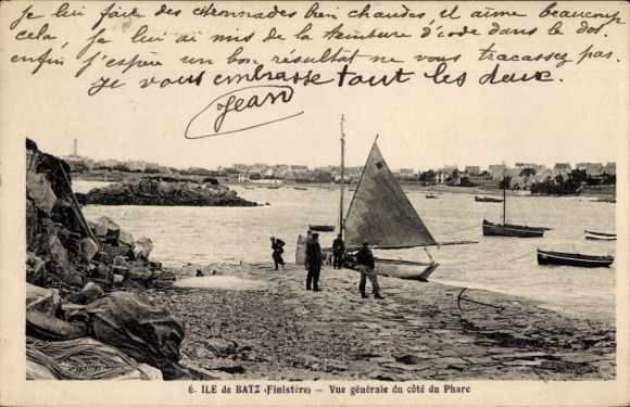 Postcard Île de Batz Finistère, overall view from the lighthouse side