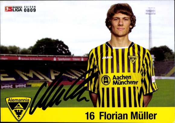 Autogrammkarte Fußballer Florian Müller, Alemannia Aachen, Autogramm