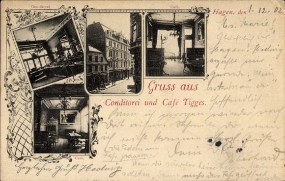 Ak Hagen in Westfalen Ruhrgebiet, Konditorei und Café Tigges