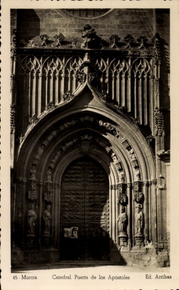 Postcard Murcia City Spain, Catedral Puerta de los Apóstoles, Architecture, Ed. Arribas