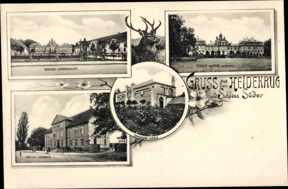Postcard Söder Holle in Lower Saxony, Söder Castle, Gasthof Heidekrug