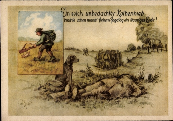 Artist Postcard Such a careless butt blow has brought many a happy hunting day to a sad end