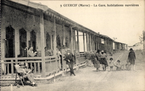 Postcard Guercif Morocco, train station, workers' housing