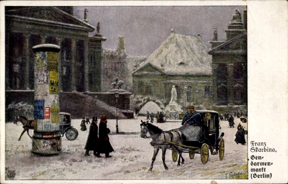 Künstler Ak Skarbina, Franz, Berlin Mitte, Gendarmenmarkt, Kutsche, Winter
