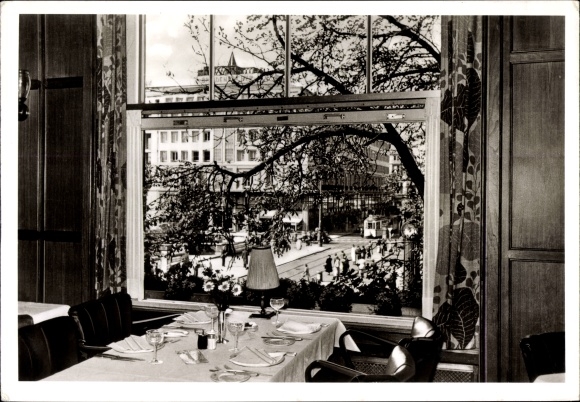 Ak Düsseldorf am Rhein, Gasthaus Müllers und Fest, Königsallee 14, Blick auf die Straße vom Fenster
