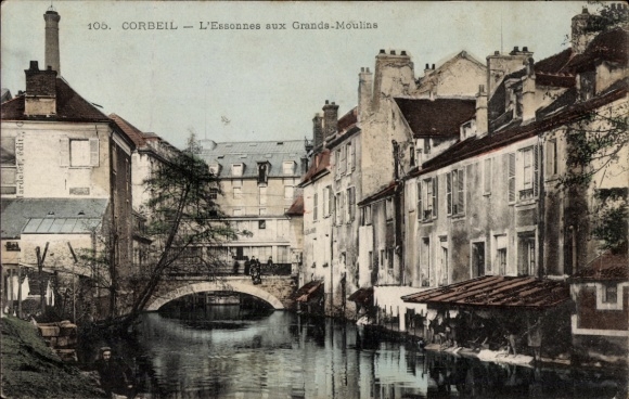 Ak Corbeil Essonne, Essonnes aux Grands Mouline, Rivier