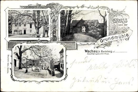 Postcard Wachau in Saxony, inn Grundmühle in the Seifersdorfertal