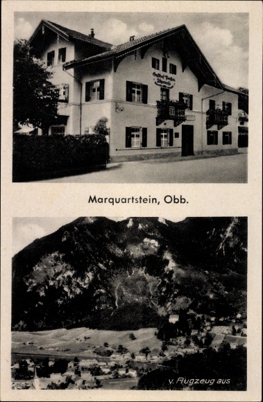 KP Marquartstein w powiecie Traunstein, Górna Bawaria, Gasthof Alpenrose, zdjęcie lotnicze miejsca