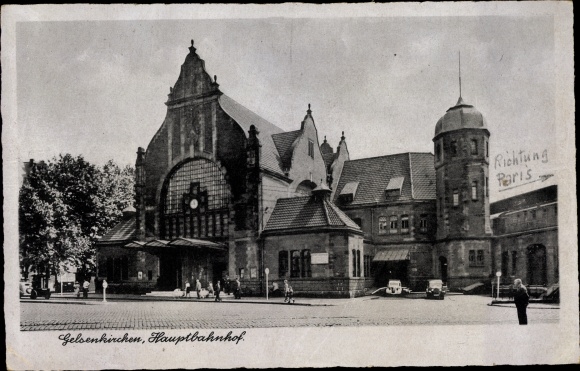 Postcard Gelsenkirchen in the Ruhr area, main station