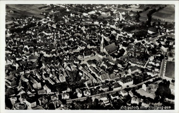 Postcard Schwabach in Middle Franconia Bavaria, aerial photo