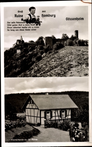 Ak Gössenheim in Unterfranken, Weinschenke an der Ruine Homburg