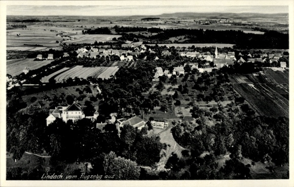 Postcard Lindach Eberbach am Neckar, aerial photograph