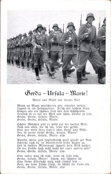 Song Postcard Gerda Ursula Marie, March of Wehrmacht Soldiers, Herms Niel