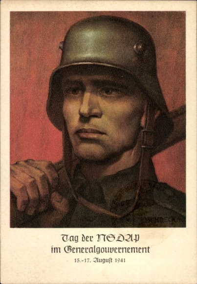 Artist Postcard Hoeck, W., Krakow, Day of the NSDAP in the General Government 1941, Wehrmacht soldier