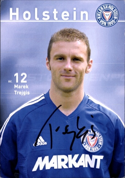 Autograph card footballer Marek Trejgis, Holstein Kiel, autograph