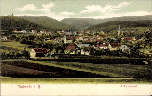 Postcard Bad Suderode Quedlinburg in the Harz Mountains, total view, Suderode aH, picturesque landscape, quiet D