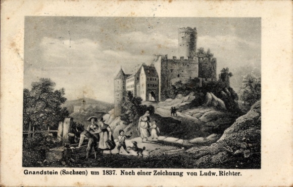 Artist Postcard Richter, Ludwig, Gnandstein Kohren Sahlis in Saxony, The Castle around 1837