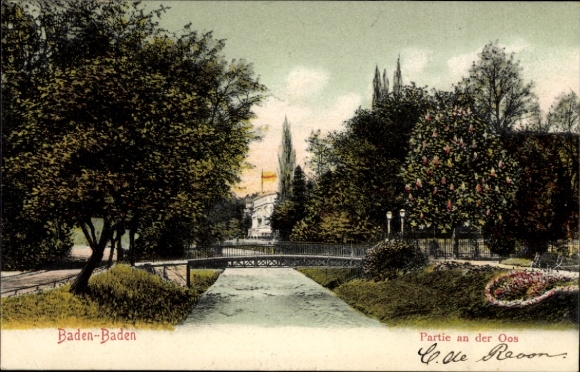 Postcard Baden Baden am Schwarzwald, part of the Oos