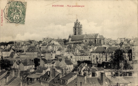 Postcard Pontoise Val d'Oise, panoramic view, city view, E. Rigault, French