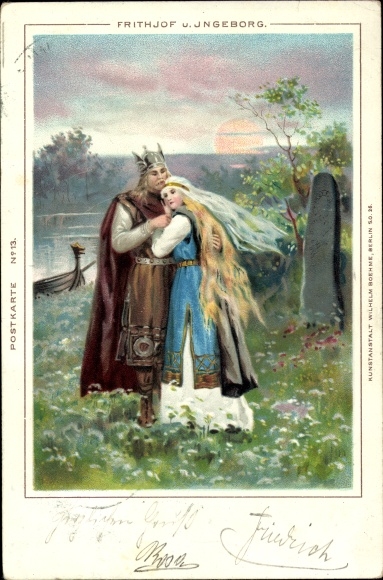 Chromo-Litho Frithjofssage, Frithjof and Ingeborg, Love, Nordic Sage