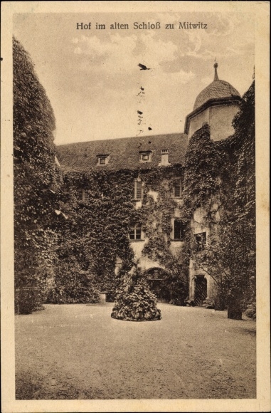 PC Mitwitz in Bavaria, castle, part in the inner courtyard, overgrown walls