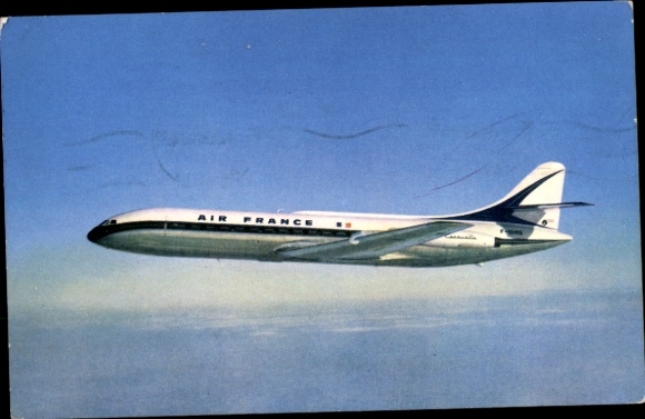 Postcard French passenger aircraft, Air France, Caravelle