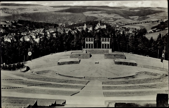 PC Schwarzenberg in the Erzgebirge, borderland celebration site on the Rockelmann, view of the city