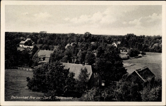 Postcard Prerow Darß Ostsee, partial view of the village, residential buildings