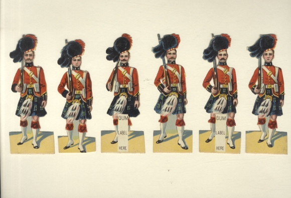 6 wafer soldiers in Scottish uniform, each approx. 12 x 5.5 cm