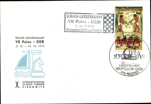 Szachy pocztówkowe, szachy znaczkowe - mecz międzynarodowy, VR Polska - NRD, X, Int. Turniej Szachowy, Zinnowitz