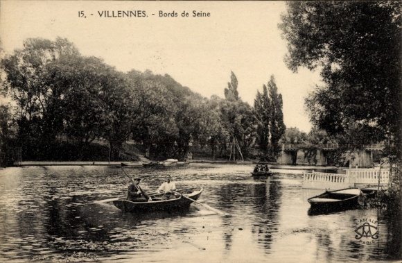 Postcard Villennes sur Seine Yvelines, rowing boats on the water
