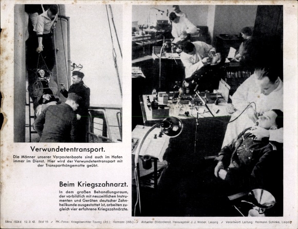 Foto Verwundetentransport, Beim Kriegszahnarzt, II WK