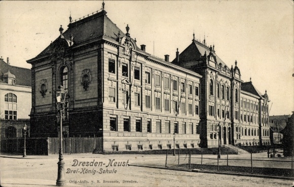 Postcard Dresden Neustadt, Three Kings School