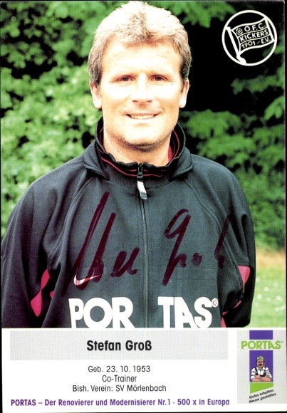 Karta autografu Współtrener Stefan Groß, Kickers Offenbach, autograf