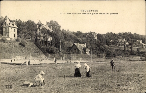Postcard Veulettes sur Mer Seine Maritime, view of the chalets on the meadow