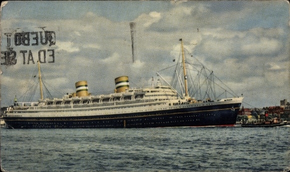 Postcard Rotterdam South Holland Netherlands, Steamship Nieuw Amsterdam, Holland America Line, HAL
