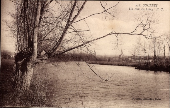 Ak Souppes Seine et Marne, Un coin du Loing