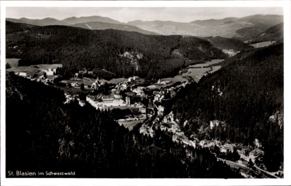 Postcard St. Blasien in the Black Forest, aerial photograph