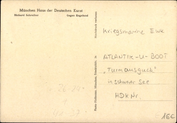 Artist Postcard Schreiber, Richard, Against Engeland, German submarine crew, command post
