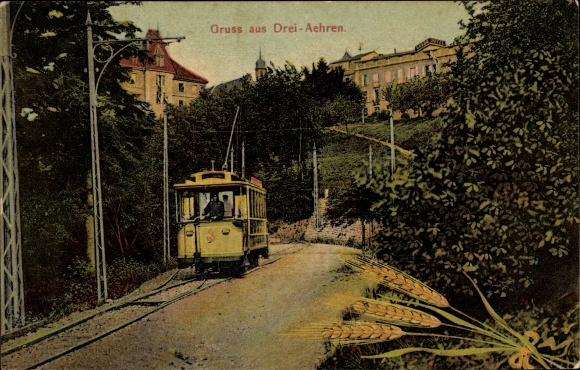 Postcard Trois Épis Trois Épis Alsace Haut Rhin, tram in motion