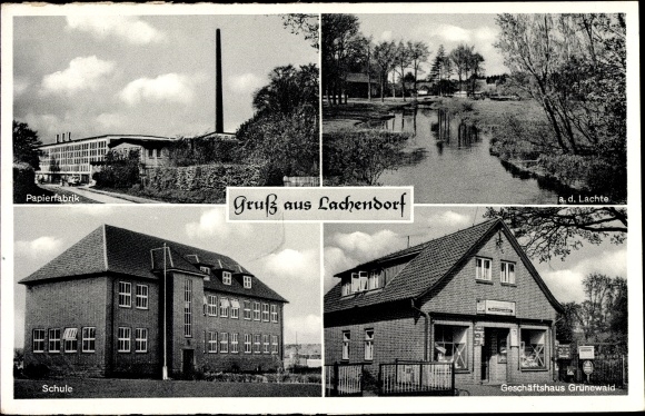 PC Lachendorf in Lower Saxony, business premises in Grünewald, paper factory, school, laughing party