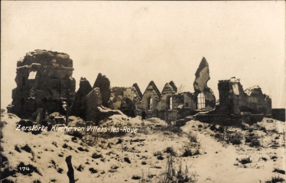 Ak Villers-lès-Roye Somme, Zerstörte Kirche, Ruinen, I. WK