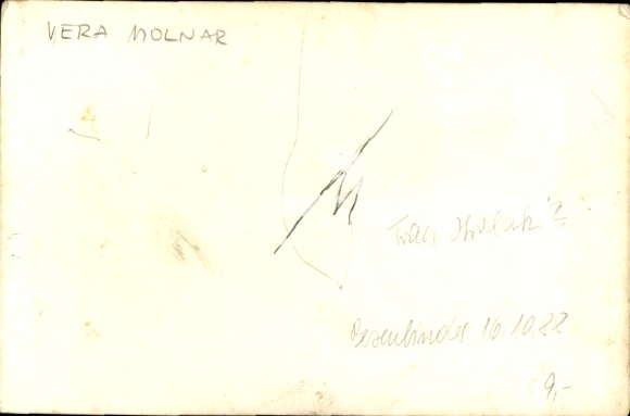 Photo actress Vera Molnar, portrait, autograph
