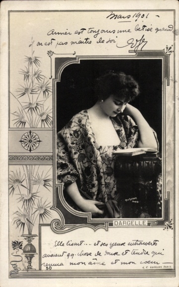 Passepartout Postcard Varieté artist Dargelle, portrait