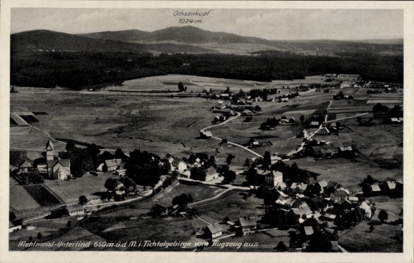 Postcard Unterlind Mehlmeisel in the Fichtelgebirge, aerial photograph